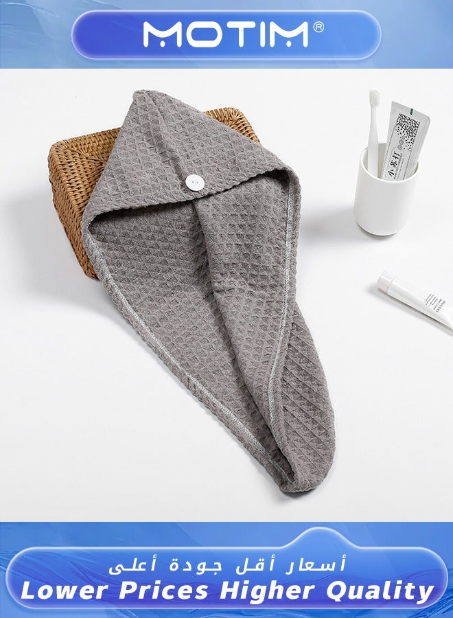 Motim Microfiber Hair Towel Quick Hair Drying Towel with Button Dry Hair Hat Bath Hair Cap Drying Hair Wrap Towels Super Absorbent Soft Lightweight Anti Frizz  - Image 1