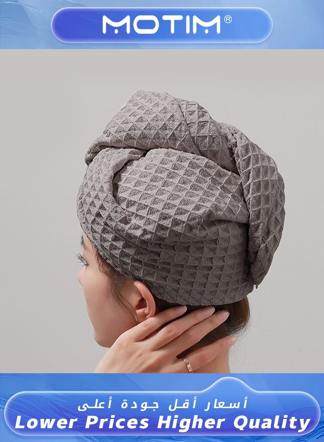 Motim Microfiber Hair Towel Quick Hair Drying Towel with Button Dry Hair Hat Bath Hair Cap Drying Hair Wrap Towels Super Absorbent Soft Lightweight Anti Frizz  - Image 4