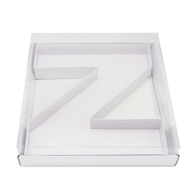 WENPACK WENPACK 125 Cardboard Fillable Letter Shaped Mache Charcuterie Sweets Candy Decorative Box with Clear Lid White Z 