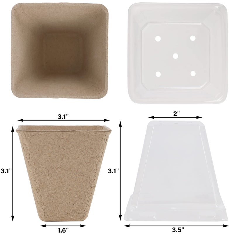 winemana Seed Starter Peat Pots,Biodegradable with Humidity Dome and Labels For Plant Nursery, Seedlings Planting For Indoor Outdoor Garden (Square)36 Set - Image 2