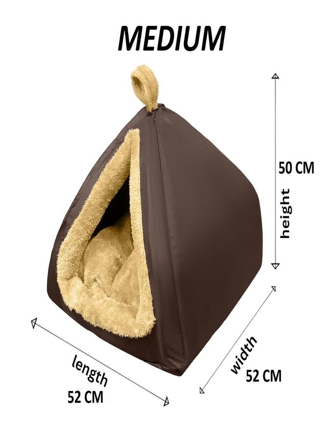 Fluffy's Dog Washable and cat Bed for Small & Medium Bed House |hut |cave |Toy Breeds |Indoor cat|Persian cat |Shih tzu Kitten |Puppy |pet |Tent |Kennel |Home (M, Brown) - Image 3