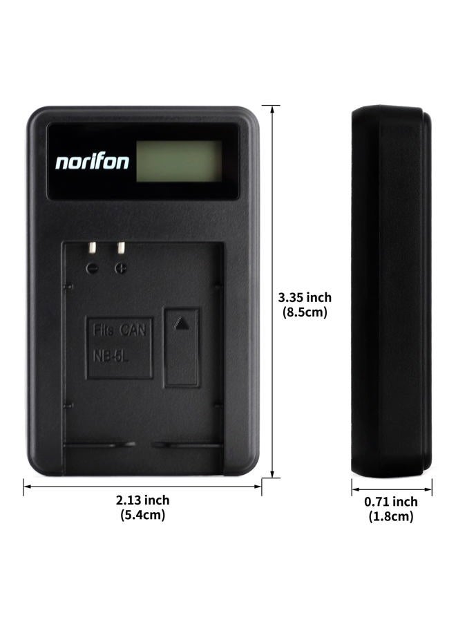 Norifon شاحن USB LCD NB-5L لكاميرات كانون باور شوت SD880 IS، SD850 IS، SD870 IS، SD800 IS، SD970 IS، SD990 IS، SD950 IS، SD900، SX230 HS، S110، ديجيتال IXUS 980 IS، 960 IS وأكثر - Image 4