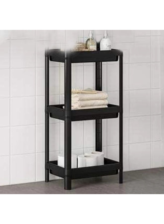 مجال العربية وحدة رفوف فيسكين 3 طبقات، أسود، 36x23x70 سم - Image 1