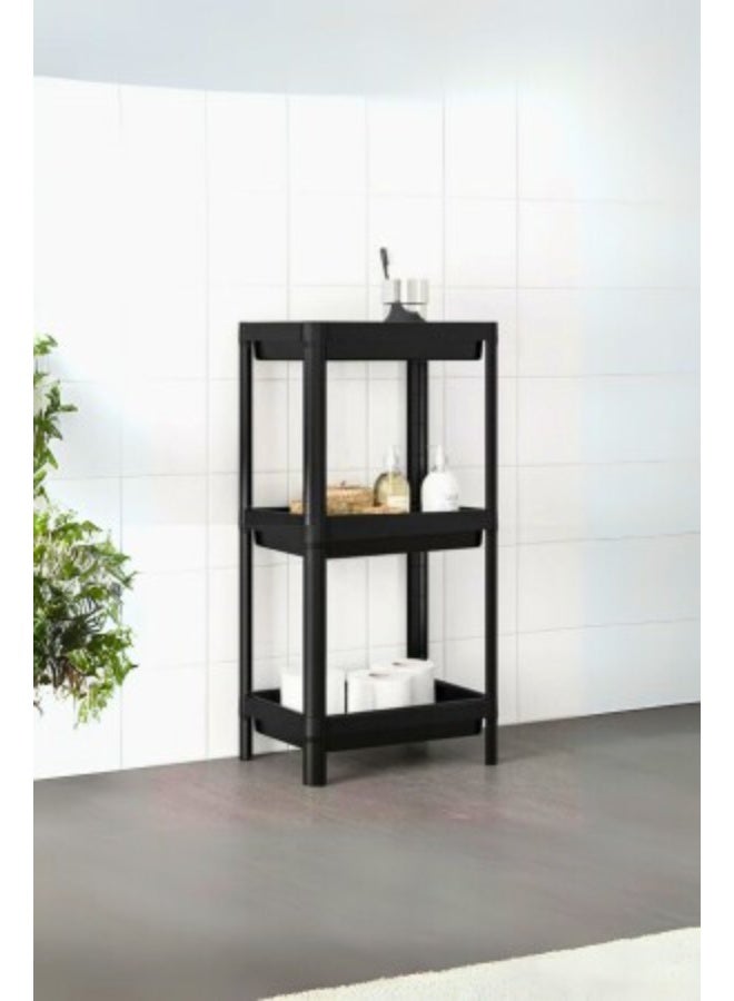 مجال العربية وحدة رفوف فيسكين 3 طبقات، أسود، 36x23x70 سم - Image 3