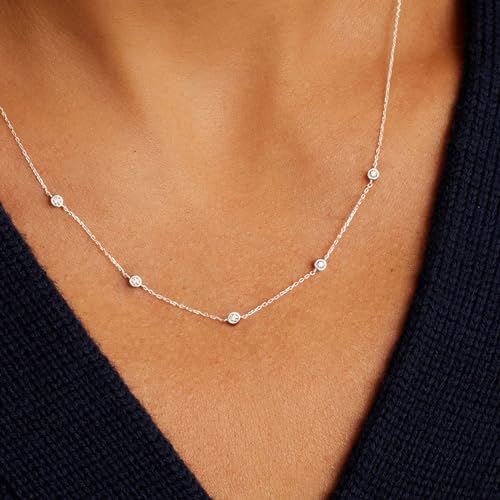 VRIUA Silver Necklace for Women,Dainty Silver Necklace 14K White Gold Plated Silver Necklaces Trendy Simple Prom Jewelry - Image 5