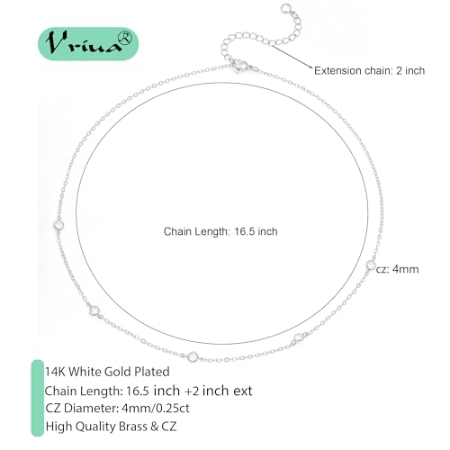 VRIUA Silver Necklace for Women,Dainty Silver Necklace 14K White Gold Plated Silver Necklaces Trendy Simple Prom Jewelry - Image 4
