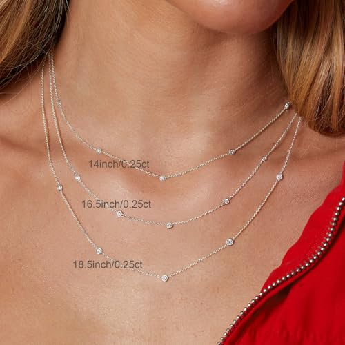 VRIUA Silver Necklace for Women,Dainty Silver Necklace 14K White Gold Plated Silver Necklaces Trendy Simple Prom Jewelry - Image 3