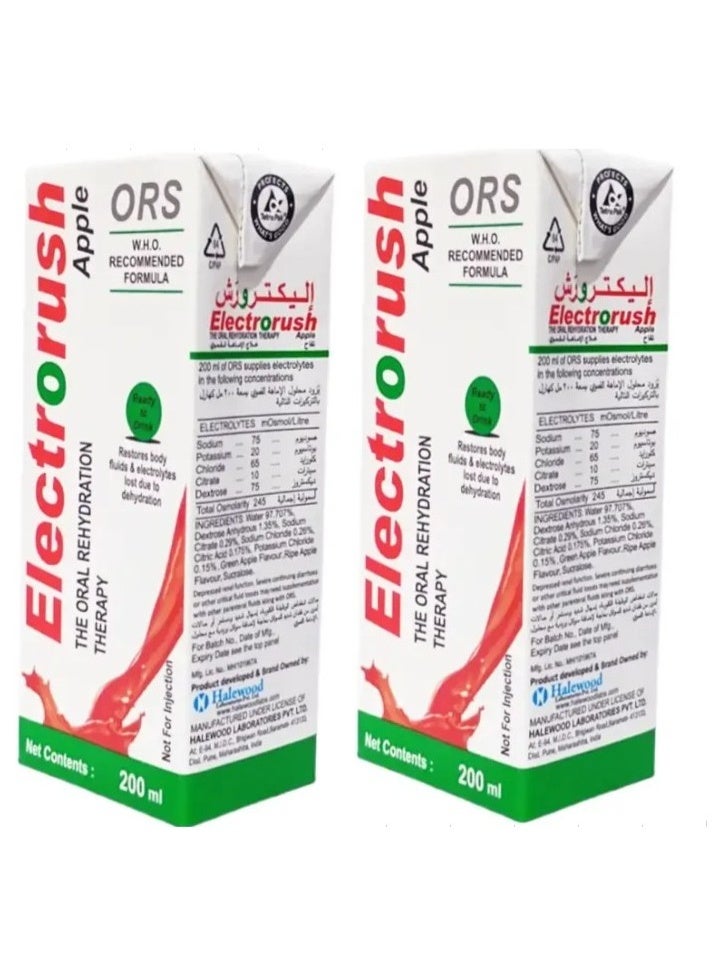 O.R.S ORS Electrorush Apple 200ml (Pack of 2) – Ready-to-Drink Electrolyte Hydration - Image 1
