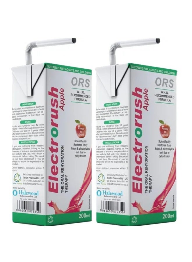 O.R.S ORS Electrorush Apple 200ml (Pack of 2) – Ready-to-Drink Electrolyte Hydration - Image 2