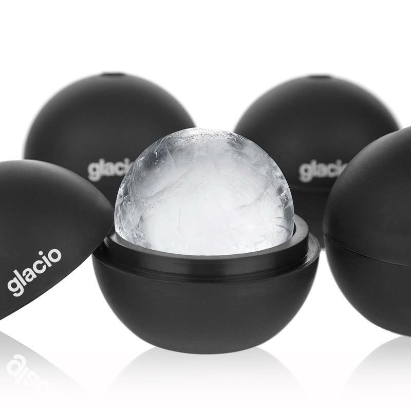 glacio Round Ice Cube Molds â€“ Large Whiskey Ice Ball Maker | BPA-Free Silicone Sphere Mold for Bourbon Cocktails Scotch & Home Bar | Slow-Melting Ice Balls - Image 1
