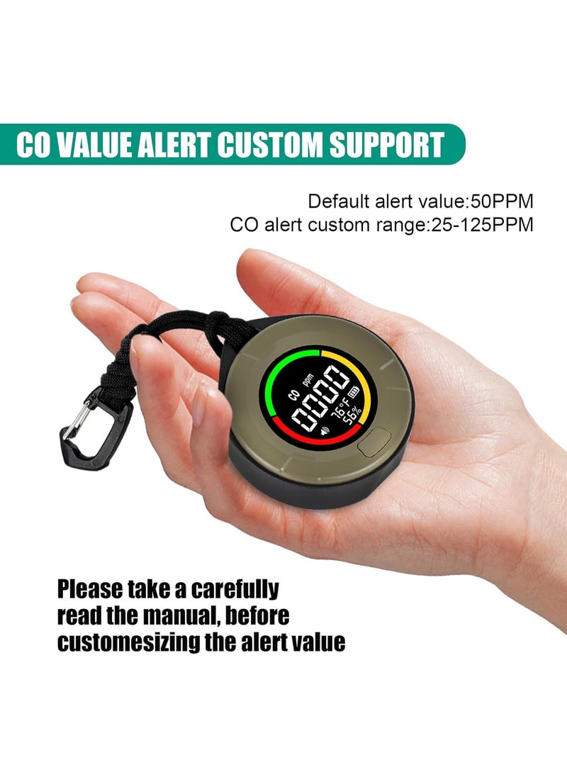 SYOSI - Portable Carbon Monoxide Detectors for Travel, 3-in-1 Mini Size Air Quality Monitor, Temperature/Humidity/Professional-Grade CO Gas Tester Detector, Alarm Sensor for Indoor Outdoor Camping RV Car - Image 1