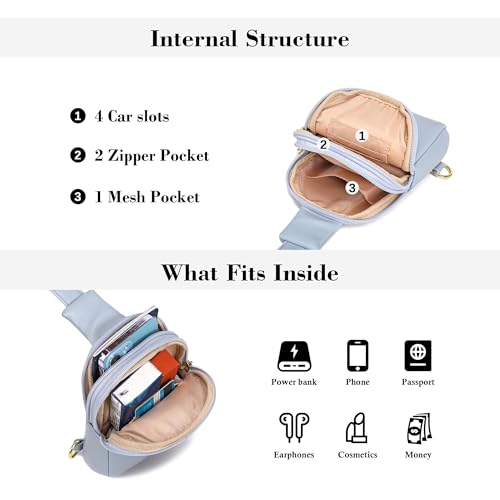 INICAT Women's Small Sling Bag, Lightweight Everyday Vegan Leather Crossbody Purse for Daily Essentials and Travel Light(blue) - Image 3