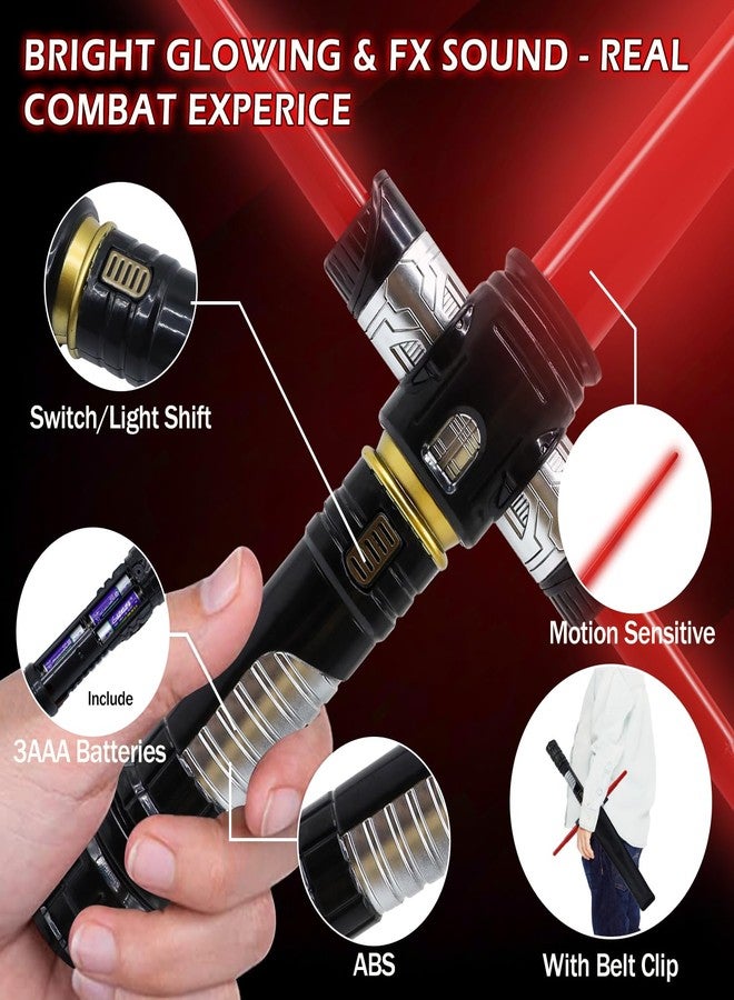 ANNDOFY Light Up Saber for Kids, Red Light Swords with FX Sound, Expandable Light Swords Set for Galaxy War Fighter Warriors, Halloween Dress Up Party, Christmas Birthday Present - Image 2