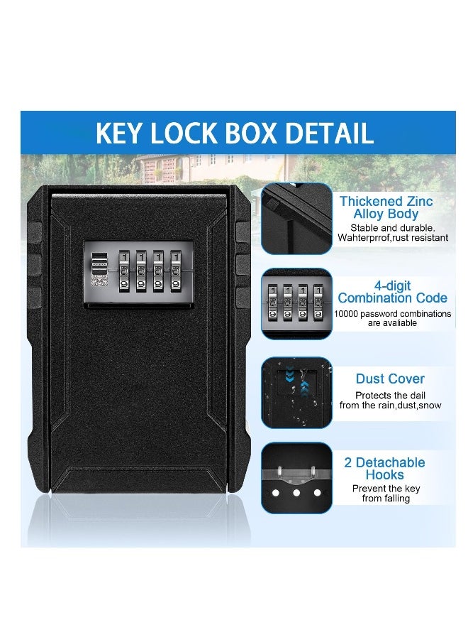 Generic - Large Capacity Key Lock Box, Sturdy Waterproof Wall Mount Security Lockbox for House, Garage, Office, Warehouse, Outdoor Key Hider with Code, Secure Storage for Keys - Image 1