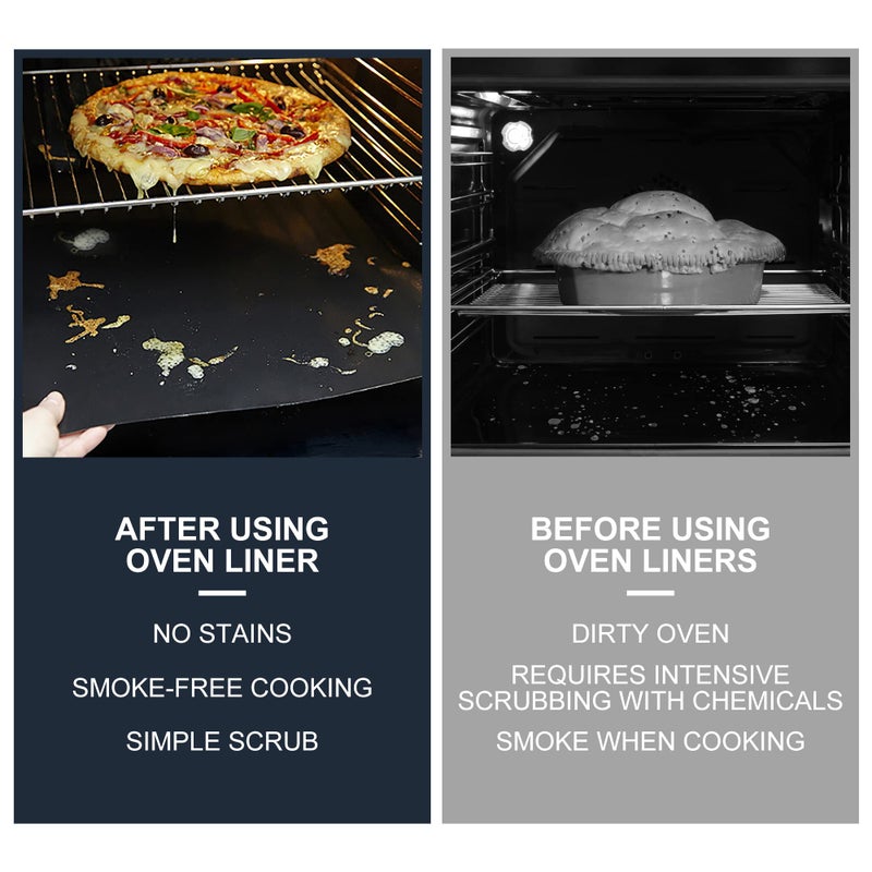 Meegoo Oven Liners for Bottom of Oven, 2 Pack Large Thick Heavy Duty Non-Stick Teflon Oven Mat Set, 15.74"x 23.62" BPA and PFOA Free Oven Floor Protector Liner, Kitchen Friendly Cooking Accessory - Image 4