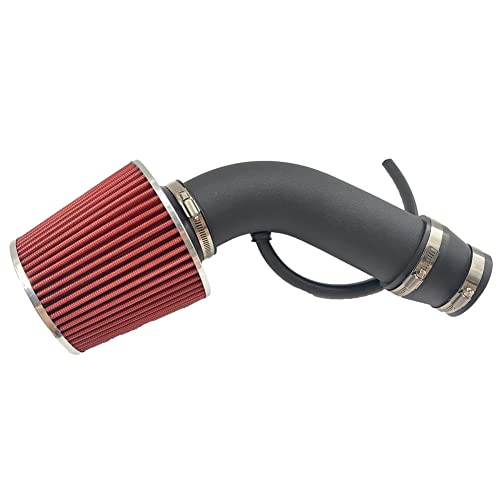 MOOSUN 3" Universal Cold Air Intake Kit Intake Pipe Kit Aluminium Automotive Air Intake Air Filter Induction Flow Hose Pipe Kit Red Filter - Image 1