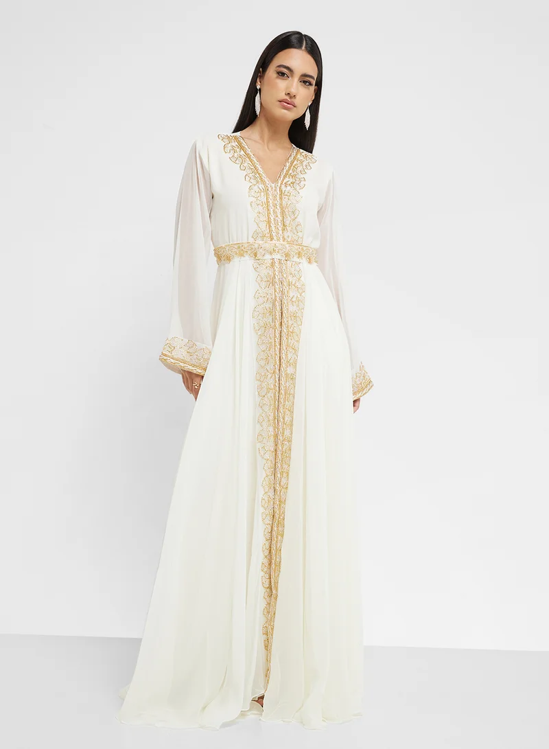 hayas closet Embroidered Chiffon Dress