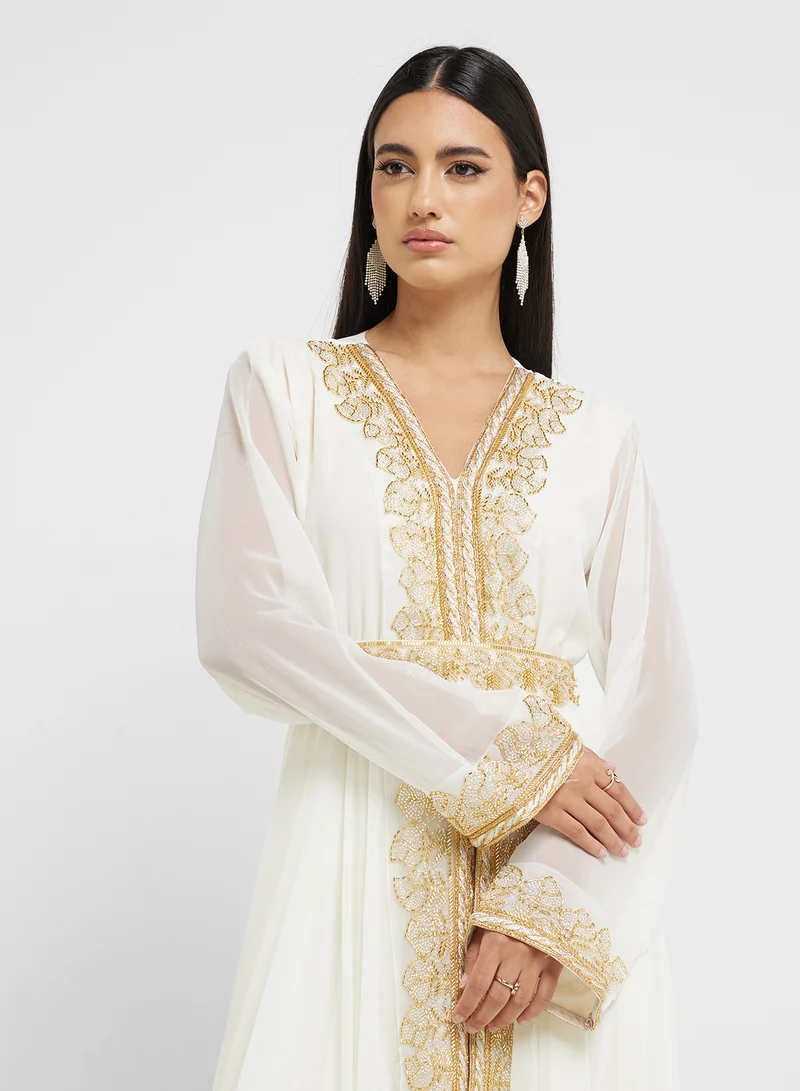 hayas closet Embroidered Chiffon Dress