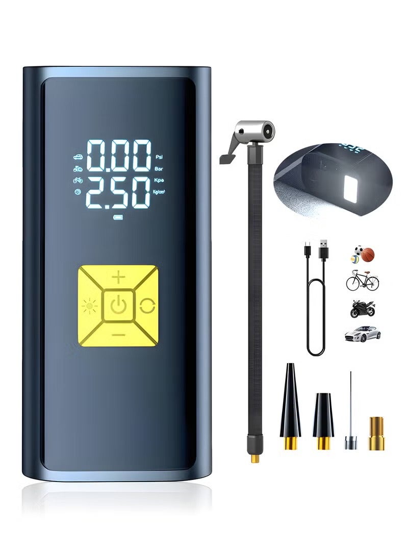 EzzySo Car Air Pump Car Tyre Inflator Air Compressor with Auto Stop and LED Light Fast Portable Air Pump 150 PSI Fast Inflation with LCD Dual Screen for Car Bicycle Motorcycle Ball Air Mattress - Image 1