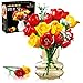 HOGOKIDS Flowers Bouquet Building Set with Lights 16 Roses Bouquet Botanical Building Blocks Artificial Red Roses Flower for Home Decor Birthday Valentines Gifts for Adults Girl 387PCS Yellow - Image 2