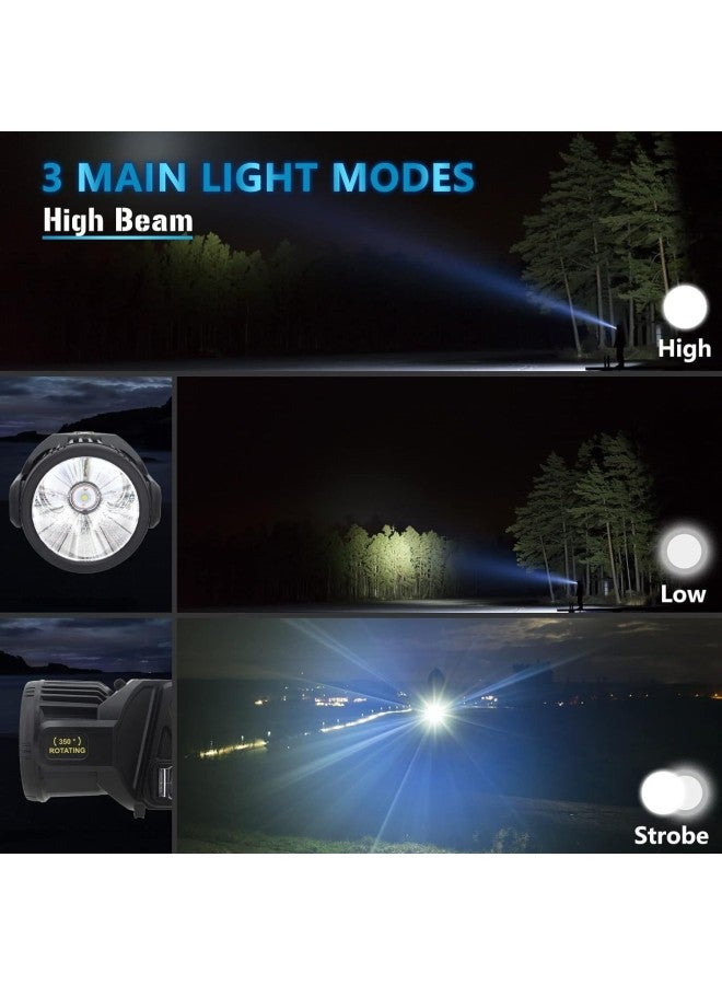 Multifunctional Strong Light Flashlight Rechargeable LED Solar Searchlight Outdoor High-power Lighting Strong Light Portable Lamp-Color:Large Size - Image 3