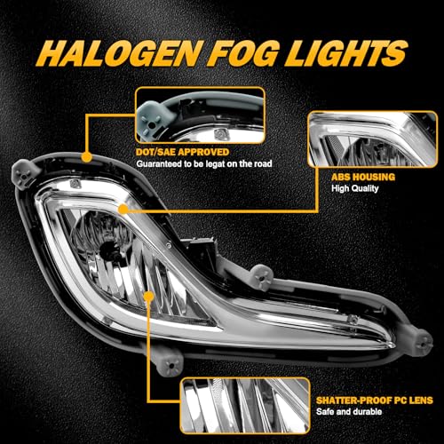 OKSIWA Halogen Fog Lights for 2012-2017 Hyundai Accent, Front Bumper Fog Lamps Replacement with Wiring Harness,Easy to Install,1 Pair Car Fog Lights set(Halogen) - Image 3