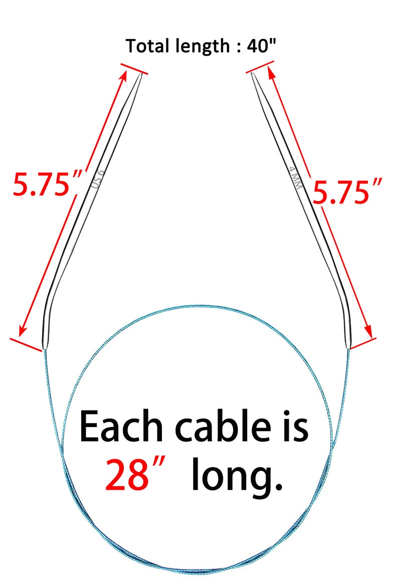 Seawhisper 40 Inch Knitting Needles Size 6 Metal Magic Loop Circular Knitting Needles Stainless - Image 3