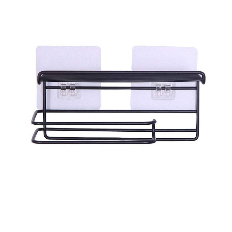 MORGHULIS Self Adhesive Tissue Toilet Paper Holder Storage with Shelf Tissue Paper Roll Towel Holder Storage Tissue Roll with Mobile Phone Stand Hanger Napkin Holder Multi Color 1 Pc - Image 2