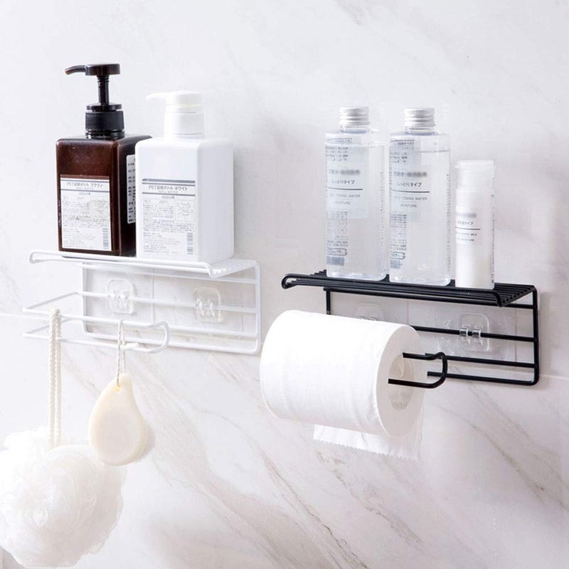 MORGHULIS Self Adhesive Tissue Toilet Paper Holder Storage with Shelf Tissue Paper Roll Towel Holder Storage Tissue Roll with Mobile Phone Stand Hanger Napkin Holder Multi Color 1 Pc - Image 4