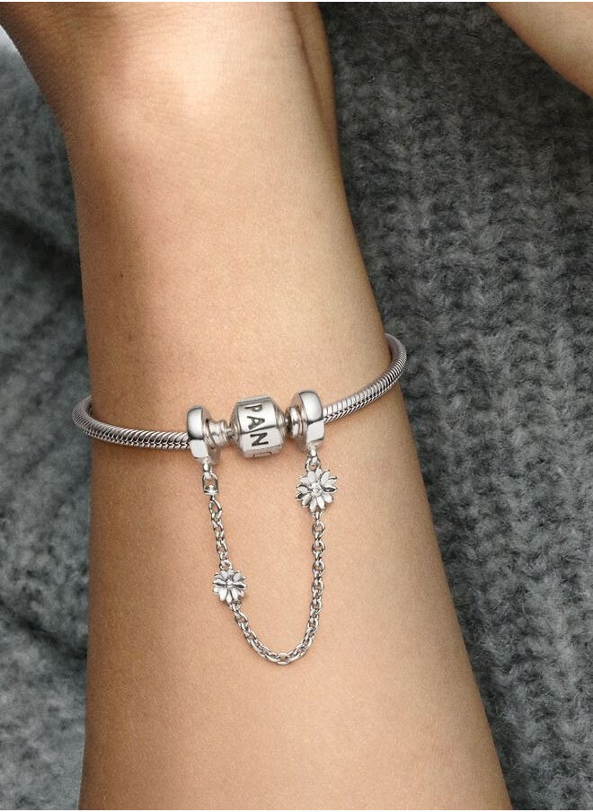 Chomel - 925 Sterling Silver Daisy sterling silver safety chain with clear cubic zirconia for Pandora Moments Women's Bracelet 798764C01-05 - Image 1