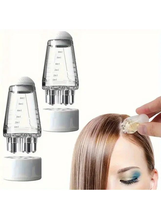 2 Pieces Gray Portable Scalp Massager Handheld Oil Applicator Brush With Stainless Steel Roller Balls And ABS Handle For Scalp Relaxation Tension Relief And Body Massage - Image 1