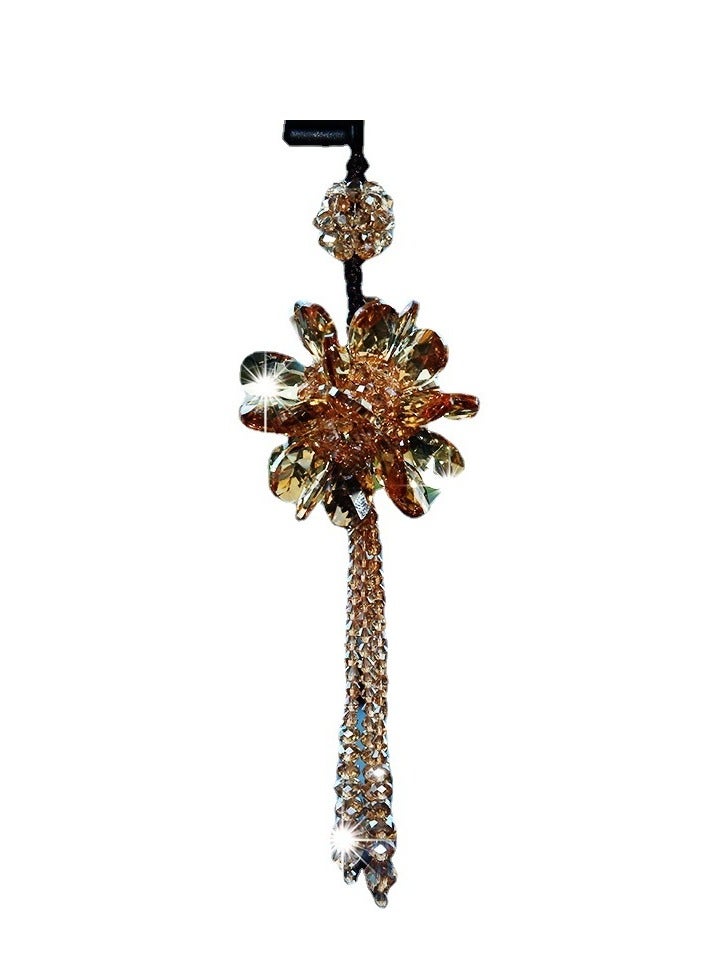 GRKC Crystal Flower Car Hanging Ornament, Lucky Rearview Mirror Pendant, Home & Car Decoration, Transparent Crystal - Image 2
