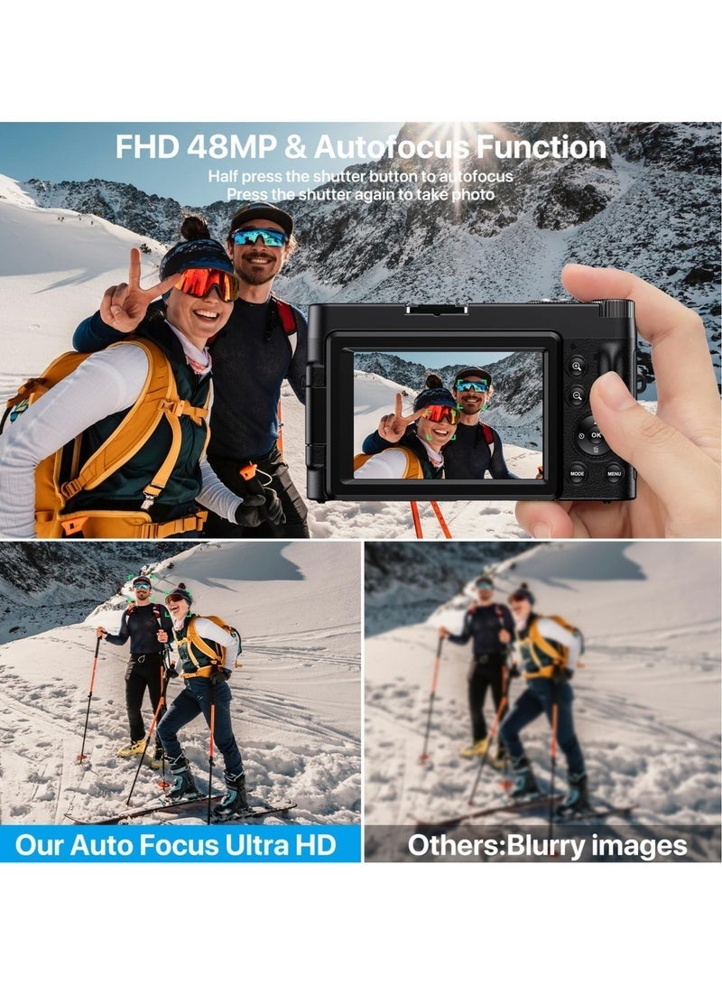ASIV 4K Digital Camera for Photography - Autofocus 48MP Vlogging Camera - 180 Degree Flip Screen - 16X Digital Zoom - 4K Record Video - 32GB SD Card - Image 5