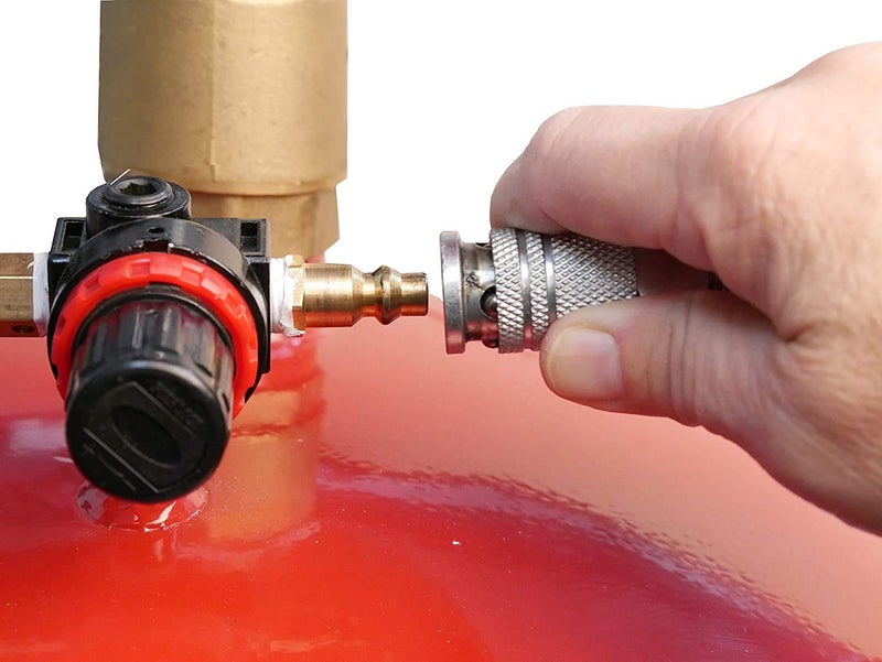 Lincoln 3601 Pneumatic 18 Gallon Pressurized Fluid Drain and Evacuation Tank, 45-72" Adjustable Funnel Height, Fluid Level Indicator, 14" Bowl, 150 PSI, 3" Swivel Casters, Steel Construction, Red - Image 4