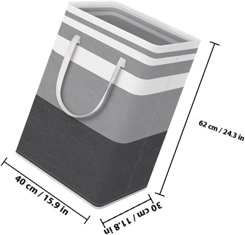 2pcs Foldable Laundry Hamper Large Waterproof Clothes Storage Basket with Handles Black Gray White Striped for Home Organization and Dirty Clothes Storage - Image 2