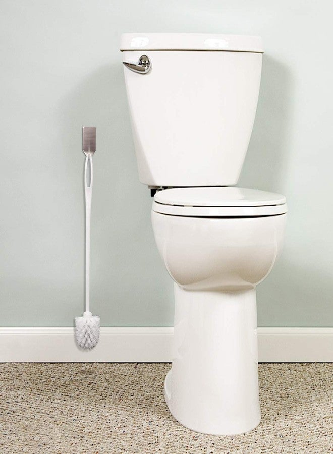 Top-spring Toilet Brush White Soft Bristle Long Handle Toilet Brush and Holder Eco Plastic Toilet Bowl Brush Cleaner -14.17 inch Handle Length (4 Pack) - Image 2