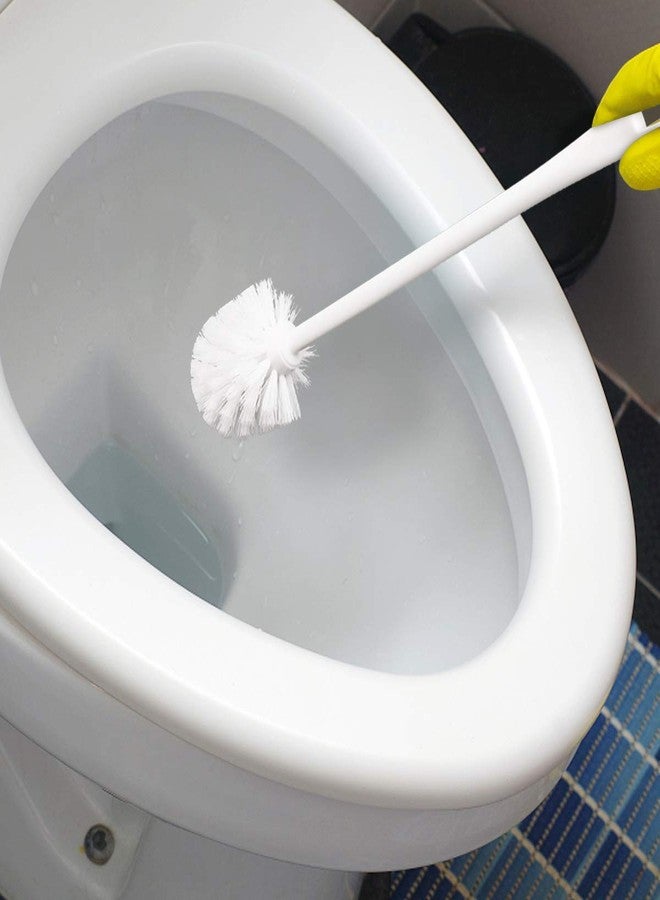 Top-spring Toilet Brush White Soft Bristle Long Handle Toilet Brush and Holder Eco Plastic Toilet Bowl Brush Cleaner -14.17 inch Handle Length (4 Pack) - Image 3