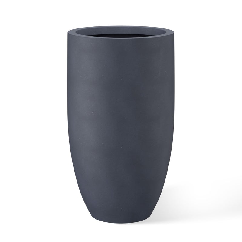 Kante 24 Inch Tall Round Concrete Planter, Large Indoor Outdoor Plant Pots with Drainage Hole and Rubber Plug, Modern Decorative Garden Pots for Home Patio Porch, Charcoal - Image 1