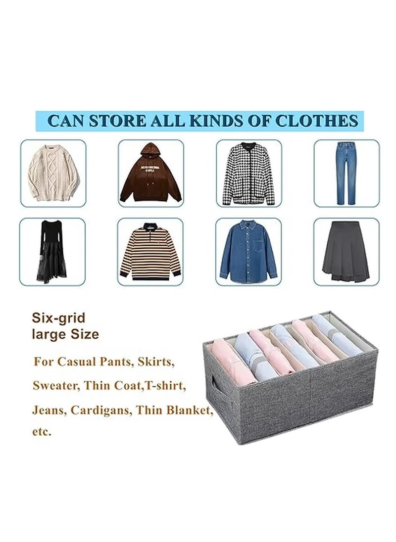 Generic - 4 Pieces - Wardrobe & Drawer Clothes Organizer ( 6 Grids ) Foldable - Grey - Image 1