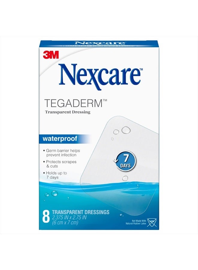 Nexcare Tegaderm Waterproof Transparent Dressing, Dirtproof, Germproof, Provides Protection To Minor Burns, Scrapes, Cuts, Blisters And Abrasions, 2.375 x 2.75 in, 8 Count - Image 2