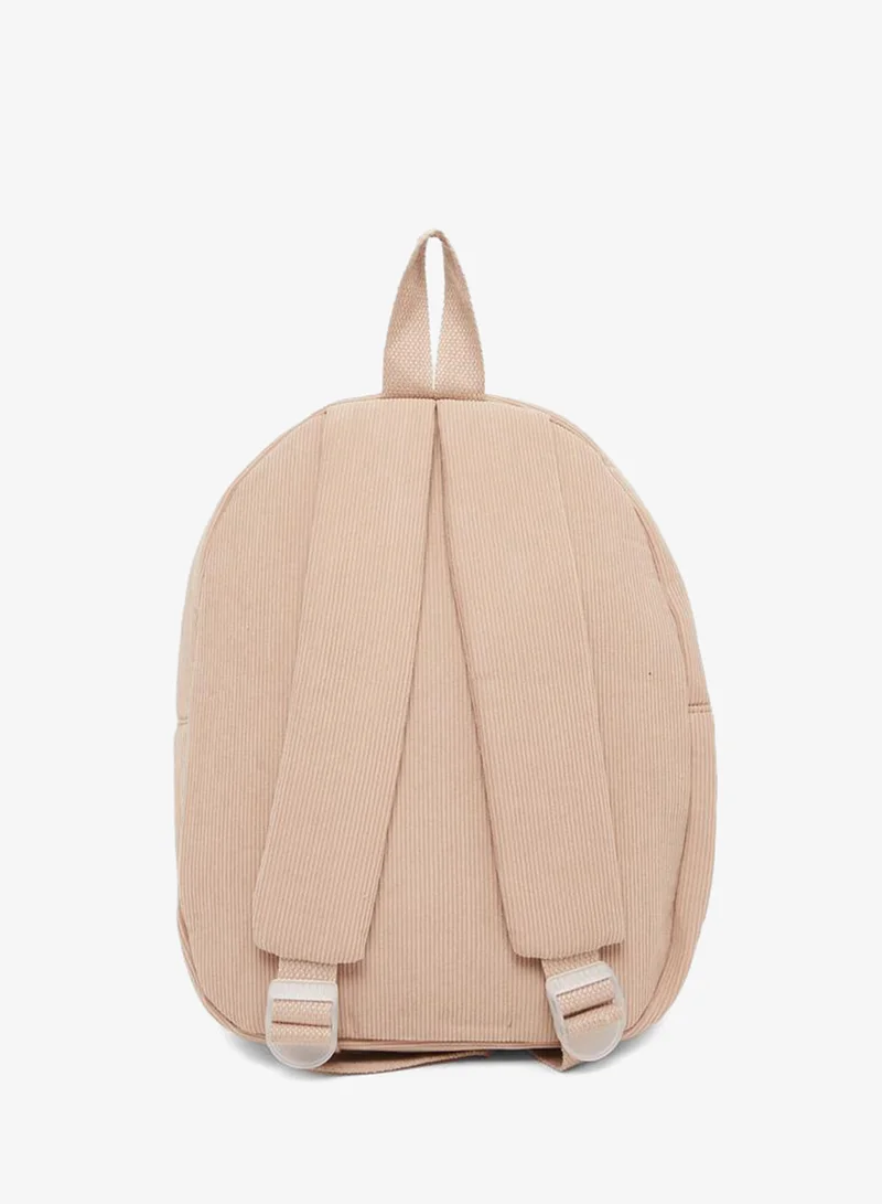 Styli Styli Boys Beige Corduroy Bear Backpack