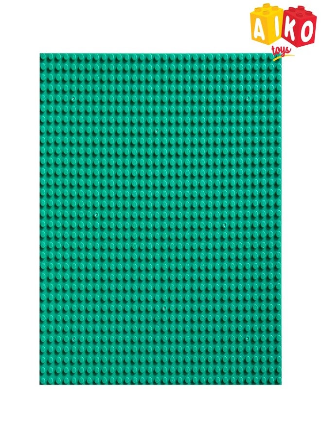 AIKO Classic Green Base Plate – 32 x 32 Studs (10" x 10") | Durable ABS Plastic Building Base | Sturdy Foundation for Construction Play | Compatible with Major Block Brands | Ideal Gift for Kids 4+ - Image 2