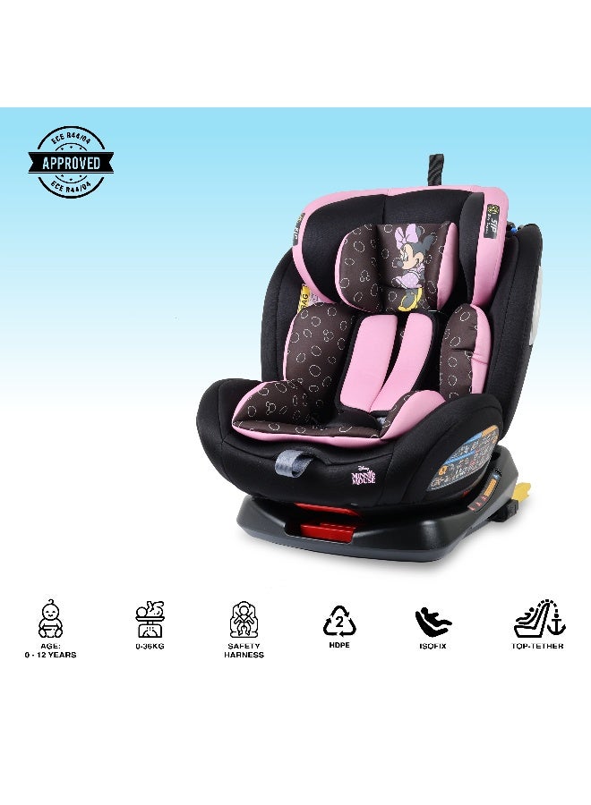 Disney 4-In-1 360° Rotation Minnie Mouse Baby/Kids Car Seat, Suitable from 0 months to 12 years, Upto 36kg - Image 4