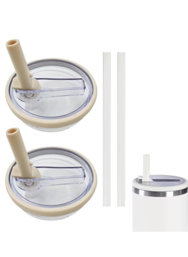 general 2 Pack Tumbler Flip Straw Lid Replacement  , Spill Proof Splash Resistant Tumbler Lids,Reusable Leak Proof Tumbler Cover for Accessories，white - Image 1