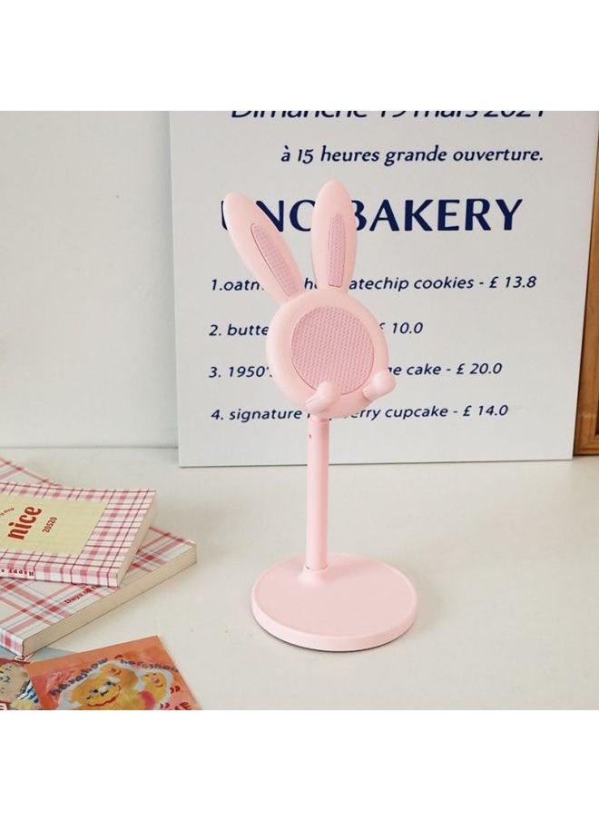 Generic Cartoon Bunny Desktop Mobile Phone Stand Tablet Universal Telescopic Stand Lifting Adjustable Lazy Man-Color:Rabbit Stand [pink]  - Image 1