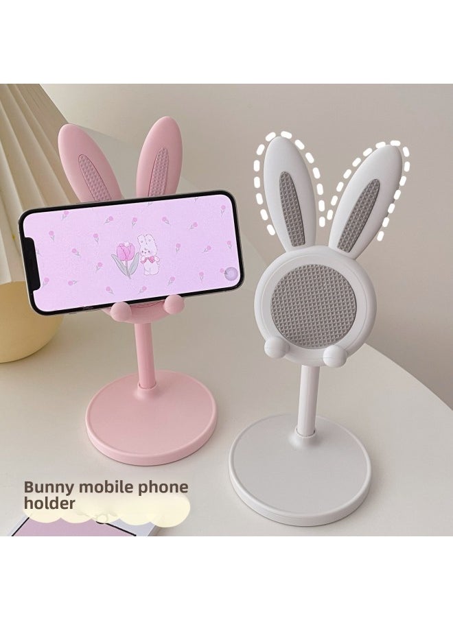 Generic Cartoon Bunny Desktop Mobile Phone Stand Tablet Universal Telescopic Stand Lifting Adjustable Lazy Man-Color:Rabbit Stand [pink]  - Image 4