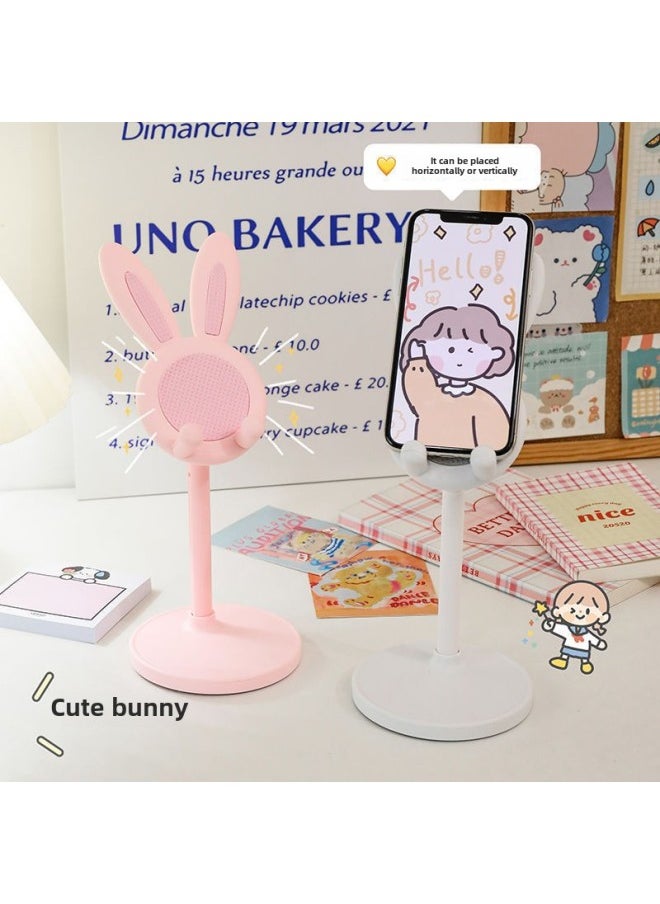 Generic Cartoon Bunny Desktop Mobile Phone Stand Tablet Universal Telescopic Stand Lifting Adjustable Lazy Man-Color:Rabbit Stand [pink]  - Image 2