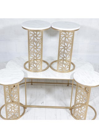 طقم طاولة مجلس 5 قطع بلون ذهبي وسطح رخامي - pzsku/Z9668769EE2B1383CAD98Z/45/_/1709995968/bd3a822d-9541-4206-9a78-9bc93ace516c