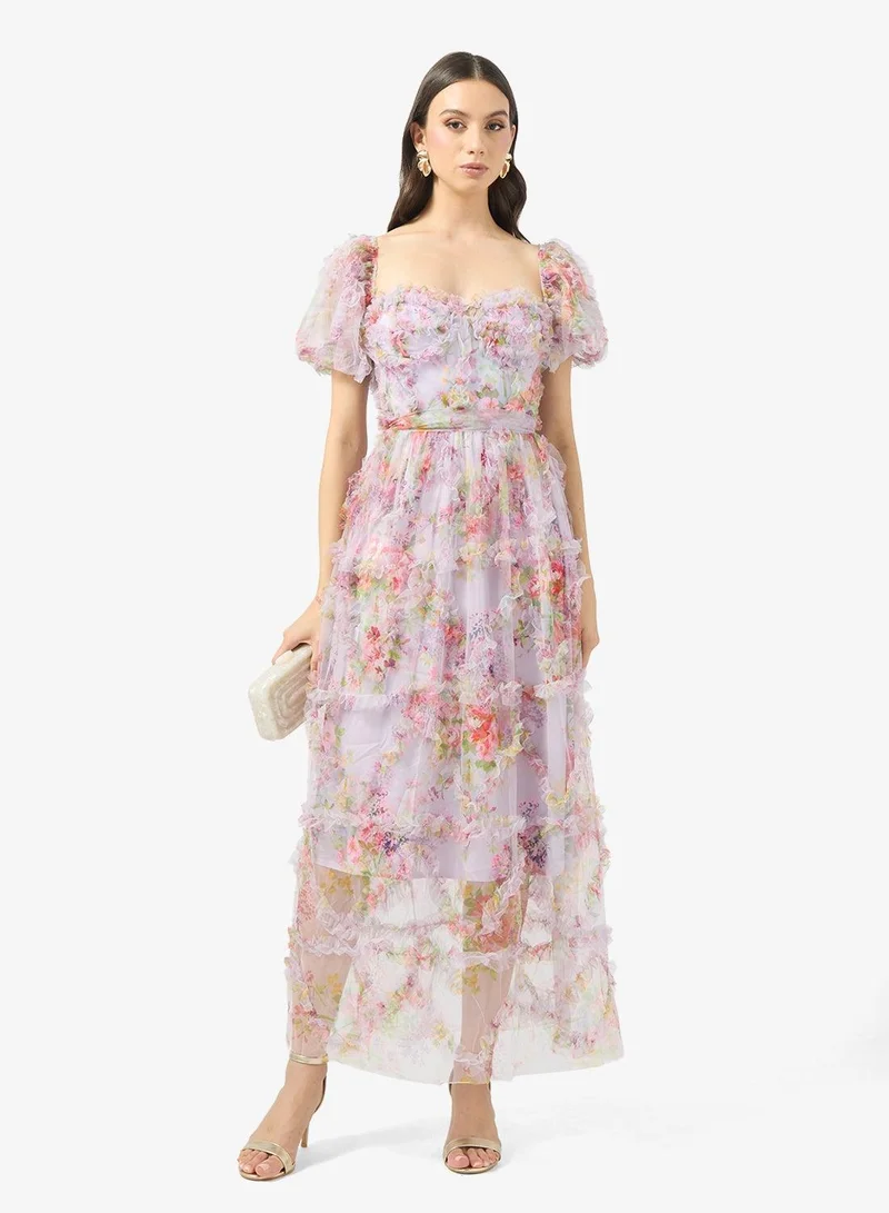 Ginger Boutique  Sweetheart Neckline Ditsy Floral Tulle Gown for Women | Best Price UAE