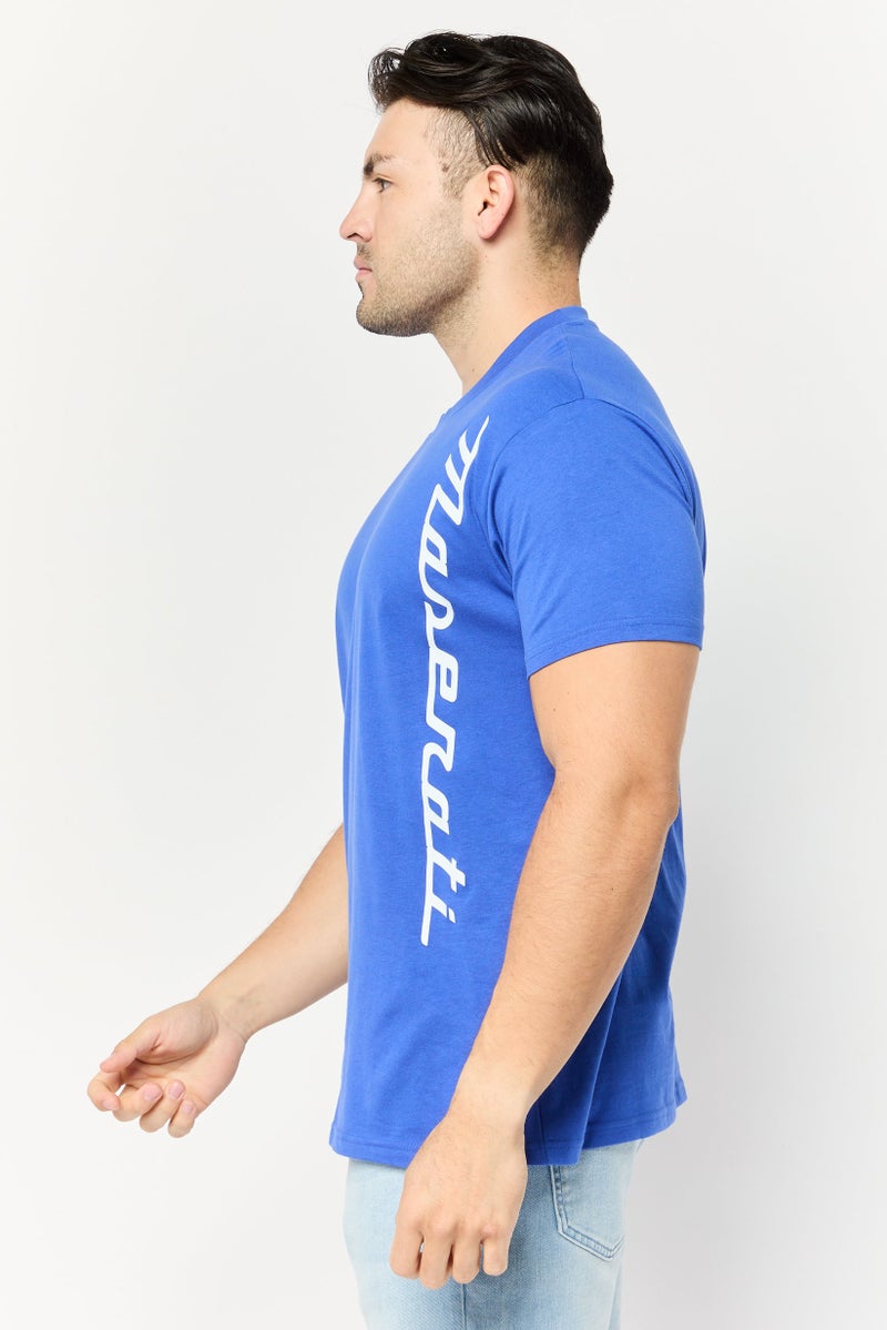 Maserati Men Crew Neck Short Sleeves Graphic Print T-Shirt, Blue - Image 3